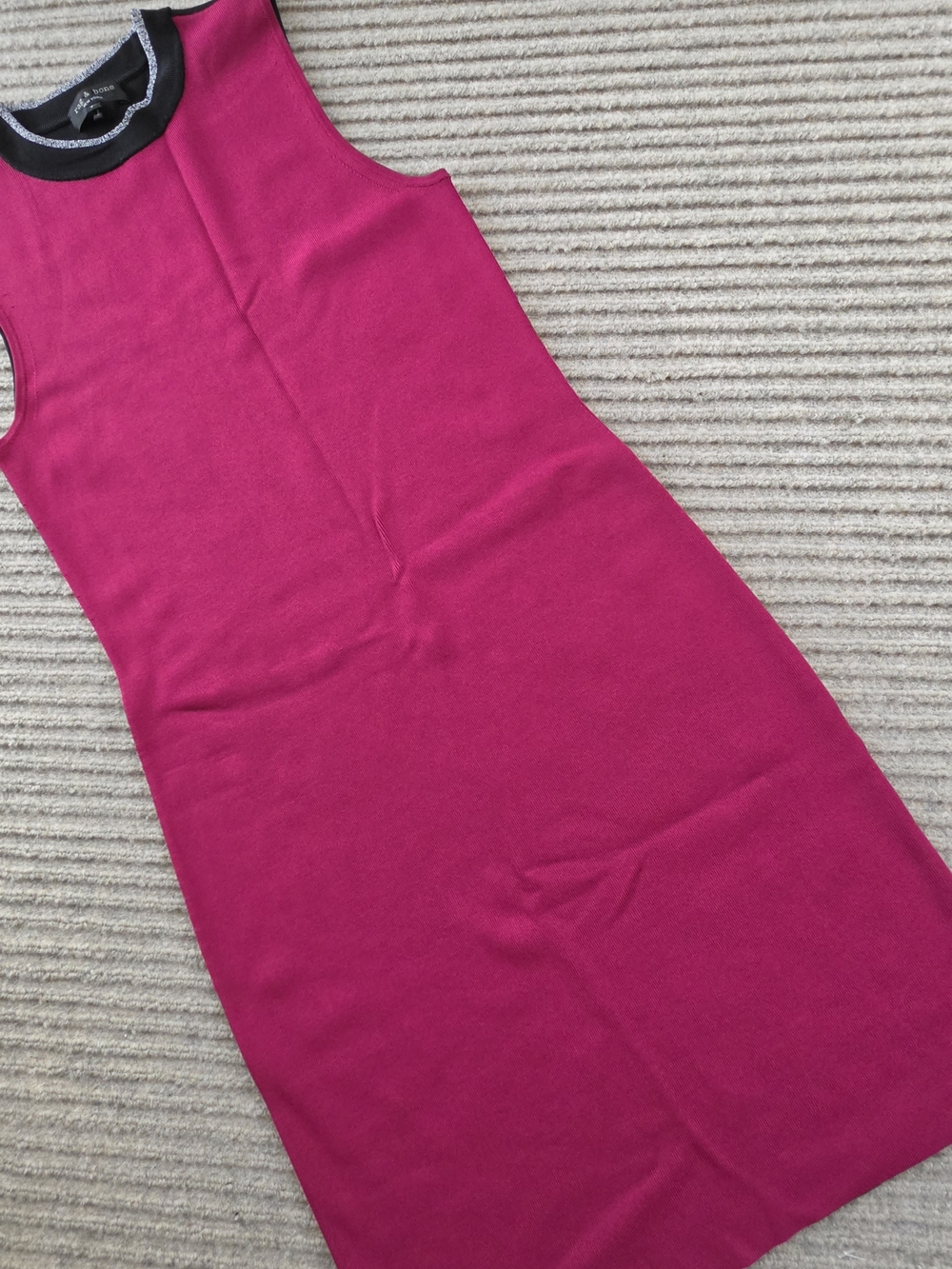 RAG & BONE Midi Bodycon Dress Size S Magenta - Black Sleeveless